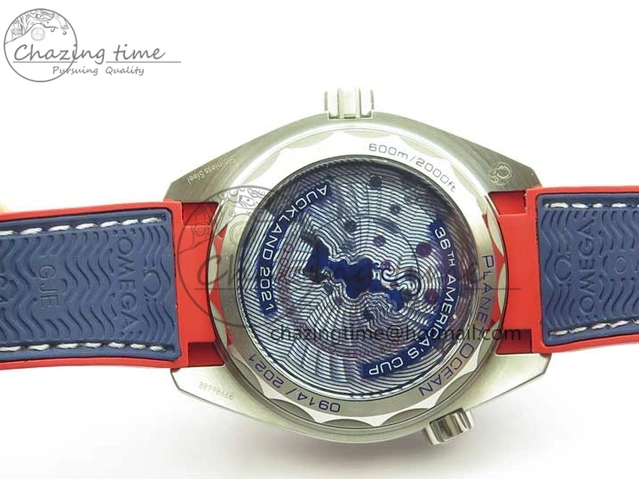 0504 Comfortable Planet Ocean 43.5mm America’s Cup VSF Best Edition White Dial On Blue Gummy Strap A 7900